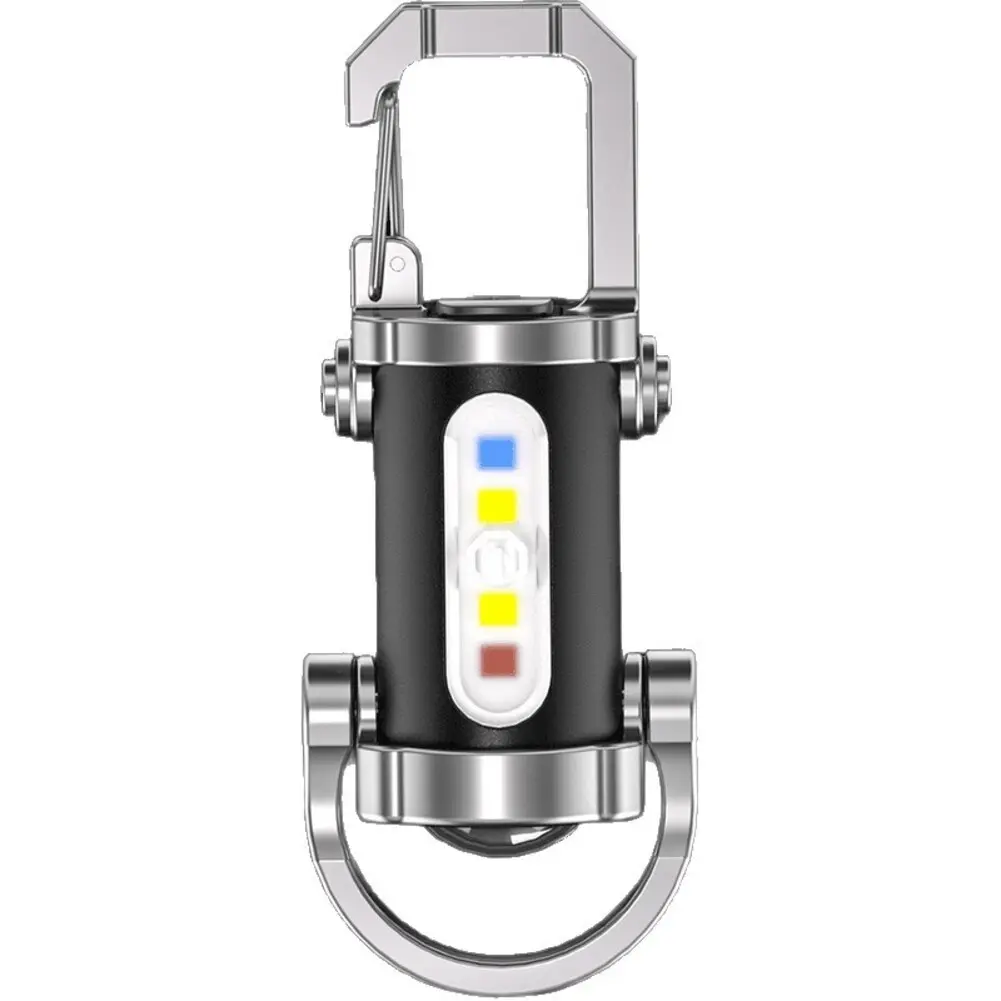 Portable Super Bright Mini Keychain Flashlight with 6 Lighting Modes, Waterproof USB Rechargeable COB Light for Hiking Camping Walking