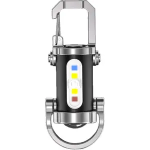 Portable Super Bright Mini Keychain Flashlight with 6 Lighting Modes, Waterproof USB Rechargeable COB Light for Hiking Camping Walking