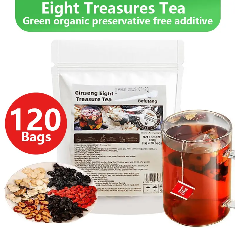 Ginseng Eight Treasure Kidney Tea, 100% Organic Natural Herbal Blend, Traditional Detox & Cleanse Healthy Drink for Men & Women