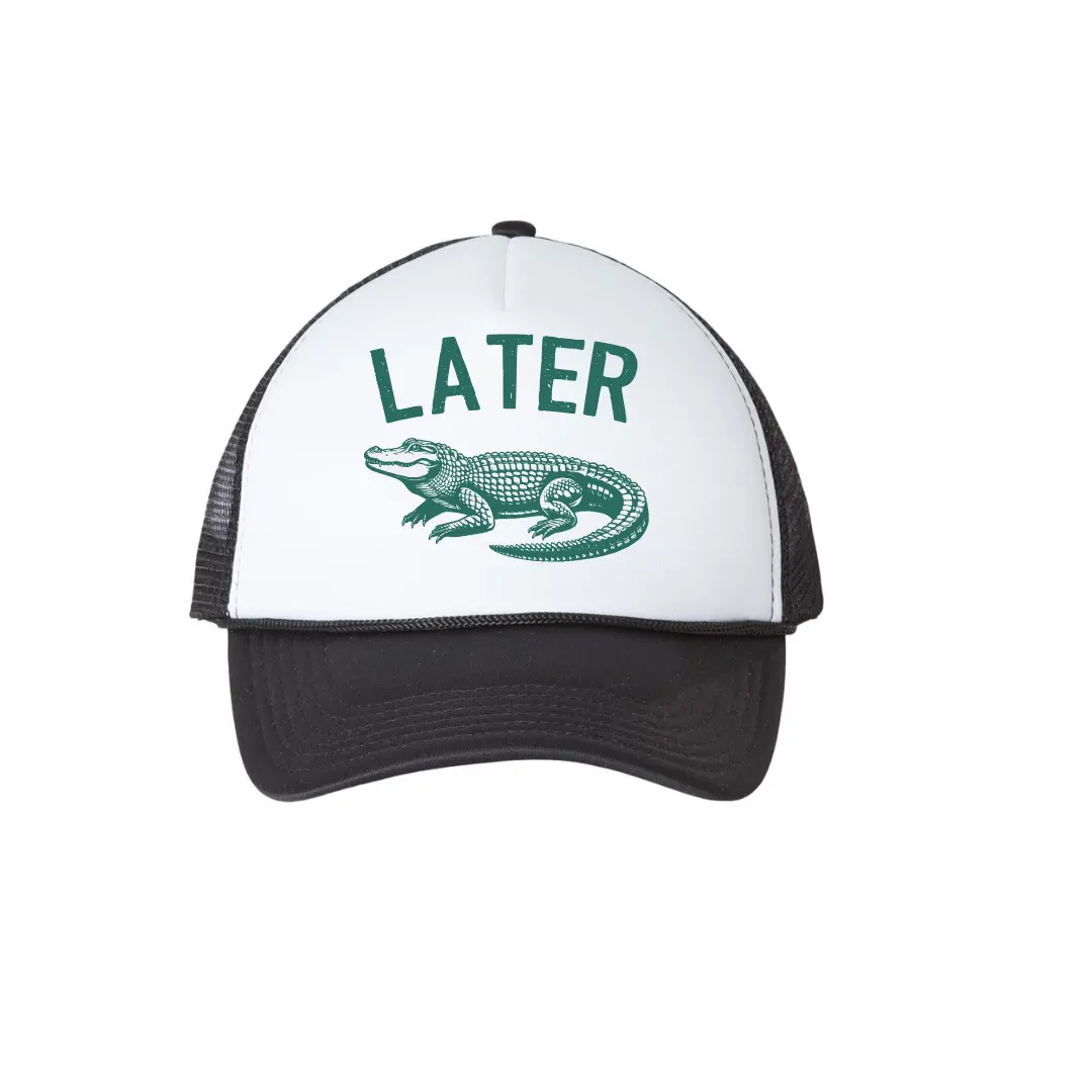 Later Gator Trucker Hat for Men & Women- Funny Quote Snapback- Retro Style Adjustable Cap- Dad Joke Mesh Hat- Alligator Graphic Hat