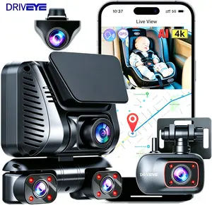 DRIVEYE 4K 5 Channel Dash Cam, 360° View Car Camera with Baby Rear Seat Camera for Kids & Pets, Built-in 5GHz WiFi GPS, Voice Control, Night Vision, 24H Parking Mode, Free 128GB Card & CPL