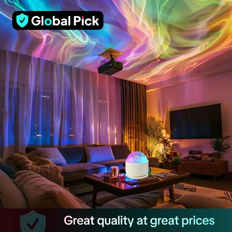 Aurora Ripple Projection Light, USB Powered 16 Color LED Projection Light with Remote Control, Ambient Light for Home Decor, LED Nebula Projector Lamp