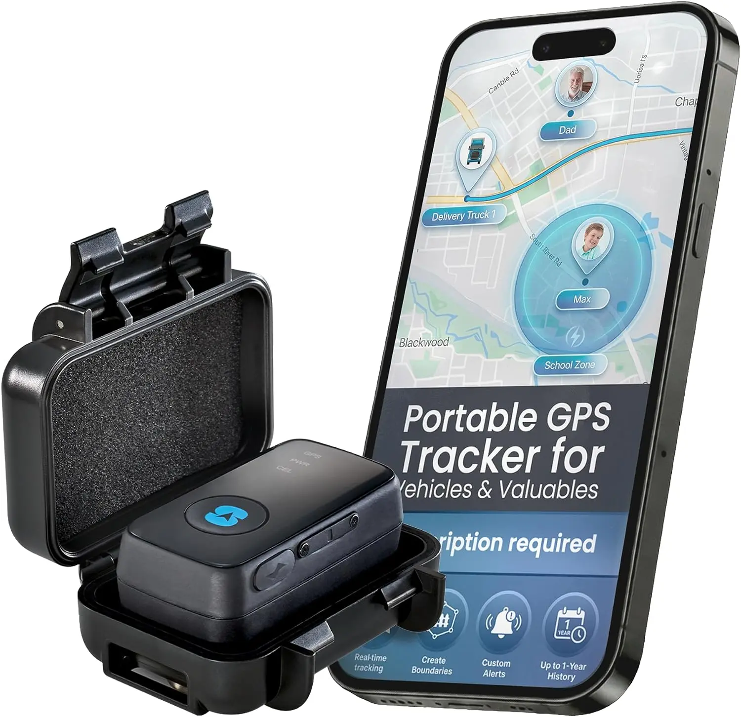 Spytec Atlas GPS Tracker for Vehicles & Kids (Subscription Required)| Up to 14-Day Battery Life| Waterproof Magnetic Case, Geofencing, Portable Real Time Mini GPS Car Tracker w/Lifetime Support