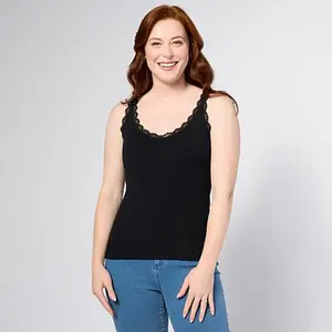 TWRHLL by Christie Brinkley Lace-Trimmed Sweater Knit Tank
