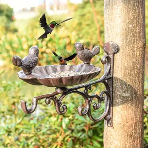 Rustic Heavy-Duty Cast Iron Bird Feeder with Hanging Bracket - Wall-Mounted Bird Bath - Vintage and Cute Bird Hanger, can be used to hang flower pots, lanterns, wind chimes, and more garden decorations