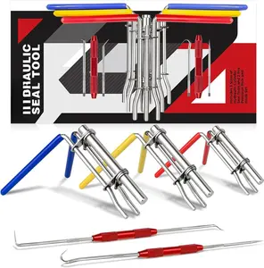 5 count Hydraulic Seal Installation Tool Kit, Hydraulic Cylinder  Repair Seal Tools, U-Cup Rod Seal Installation Tool Kits, Upgraded Seal Twistor Install Tool Set with Pick and Hook Set