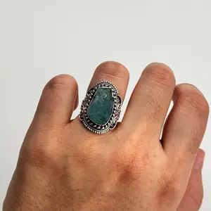 GAIA Raw Aquamarine Ring – 925 Sterling Silver