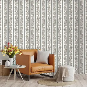 French Vertical Stripe Wallpaper, PVC Material, Peel-And-Stick, Ideal for Kitchen, Living Room, Bedroom, Wall Decor, Large Area Transformation