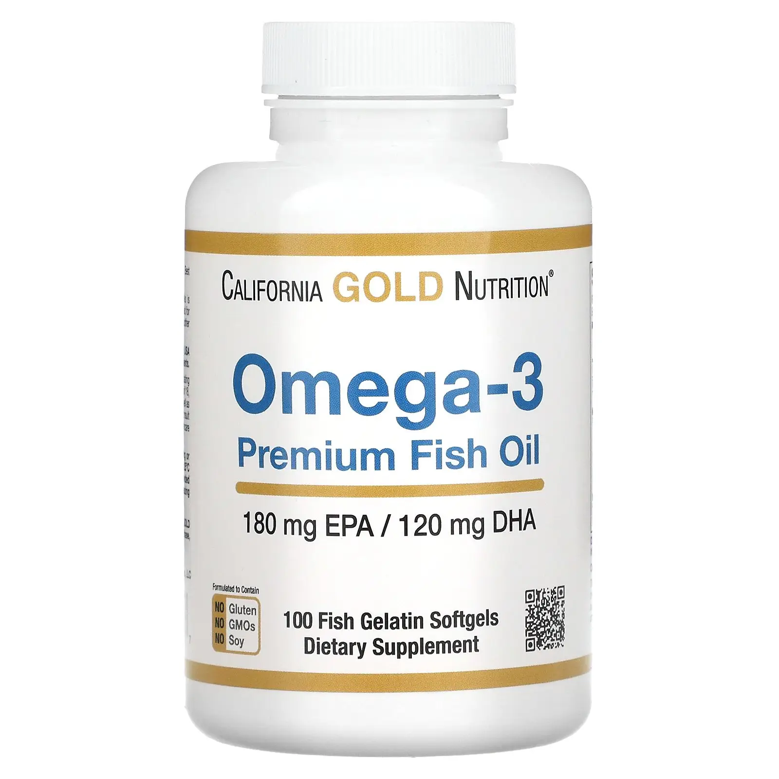 California Gold Nutrition Omega-3 Premium Fish Oil, 100 Fish Gelatin Softgels (1,100 mg per Softgel)