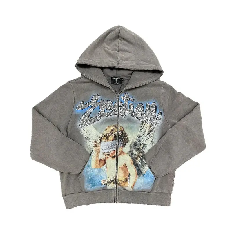 Mixed Emotions Grey Rhinestone Hoodie