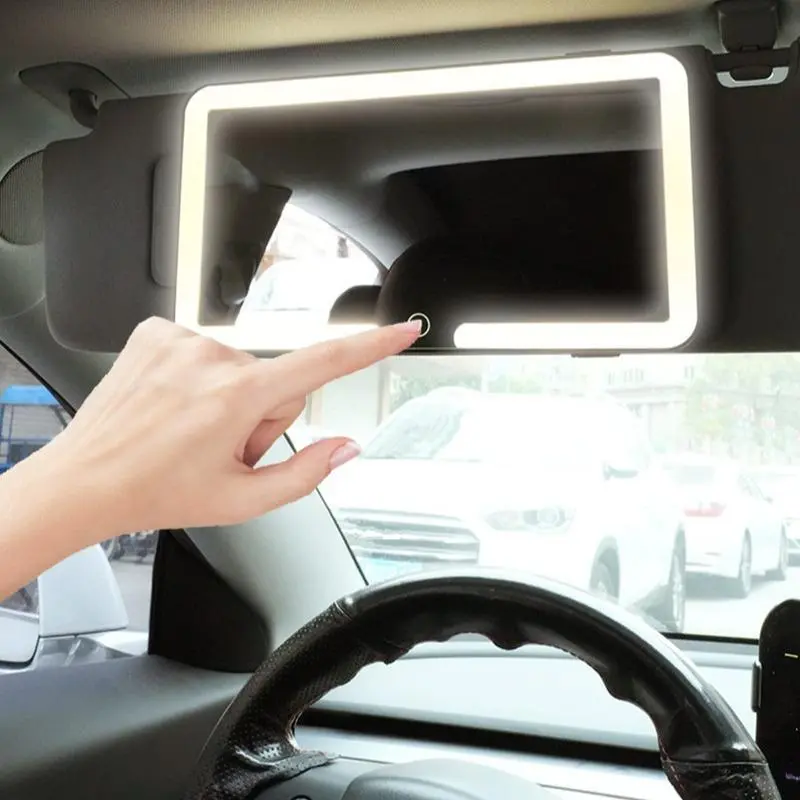 Sun Visor Vanity Makeup Mirror, LED Touch Screen Adjustable Brightness Auto Interior Makeup HD Mirror, Rechargeable Vanity Mirror, Car Decorations, Men Gifts, Car Accessories, Gifts for Girlfriend