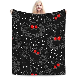 Mothman Night Blanket Soft Cozy Fleece Throw Blanket Plush Lightweight Warm Fuzzy Flannel Blankets and Throws for Couch Sofa Bed 50"X40" Father's Day Thanksgiving Valentine's Day holiday gifts for family and children