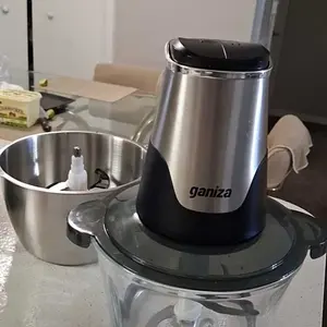 Ganiza Food Processor (3600ml) - 8-Cup Glass Bowl, 8-Cup Stainless Steel 2-Speed+Pulse Chopper Grinder, Upgraded Buttons, Smart Overheat Protection Light, US Plug, Auto Stop, Clean Brush, 2 Blade Sets, Slicer, Kitchen Appliance for Making Guacamole, Chopp