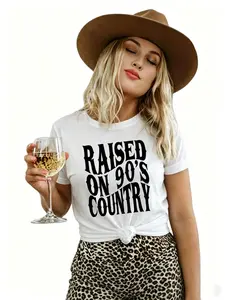 Vintage 90s Country Shirt, Women's Western Style T-Shirt, Summer Distressed Thick Cotton Pattern Tee, Country Music Lover Clothing