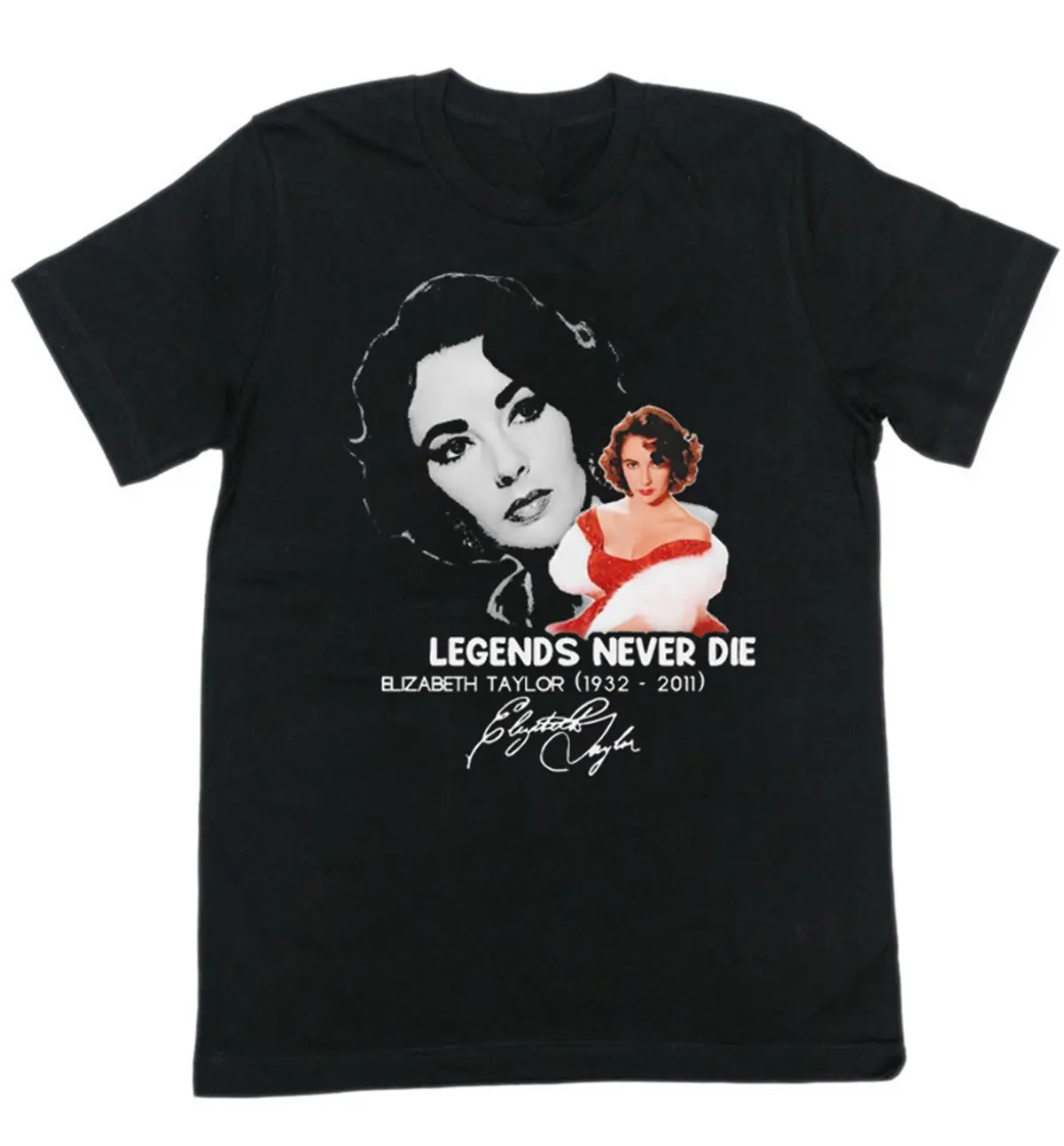 Legend Never Die Elizabeth Taylor Black T-Shirt