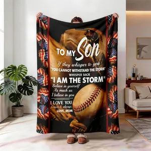 Baseball Motivational Flannel Blanket, Large Size, Soft and Lightweight, Perfect for All Seasons, Ideal for Bed, Sofa, Office, Camping, Travel