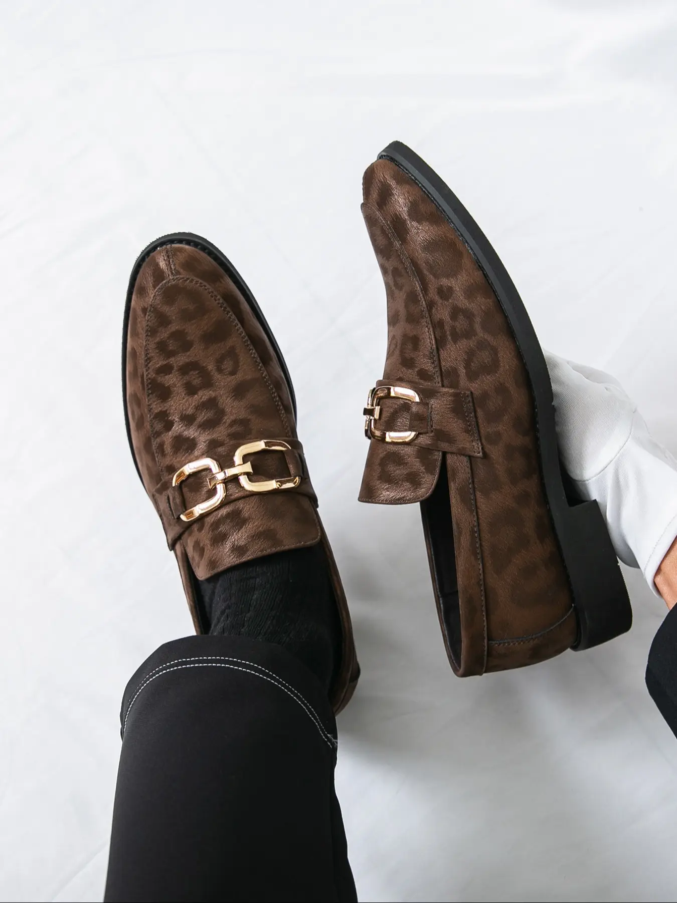 Men's Vintage Fashion Metal Decor Loafers, Comfortable Low Heel Business Formal Shoes, Party Hairdresser Shoes, 1 Pair