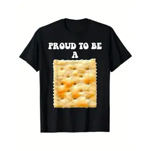 [100% Cotton] Proud to be a Cracker" Humorous T-Shirt - 100% Cotton, Black with Saltine Design