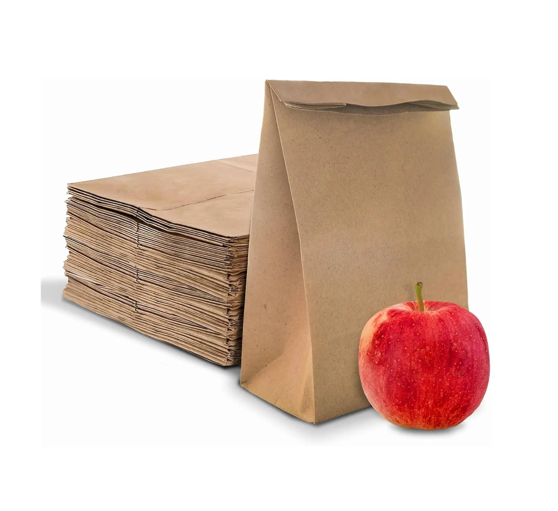 Brown Kraft Paper Bags (3 LB) - 500 Count Strong Biodegradable Office Stationery & Supplies, Office Gift for Restaurants & Food Trucks with Free CASE Premium Car Fragrance