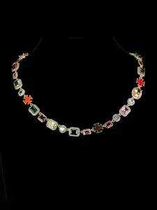 Colorful Faux Crystal Zirconia Necklace, Zirconia Pendant, Light Luxury Holiday Gift for Others, Jewelry Accessories for Women & Girls