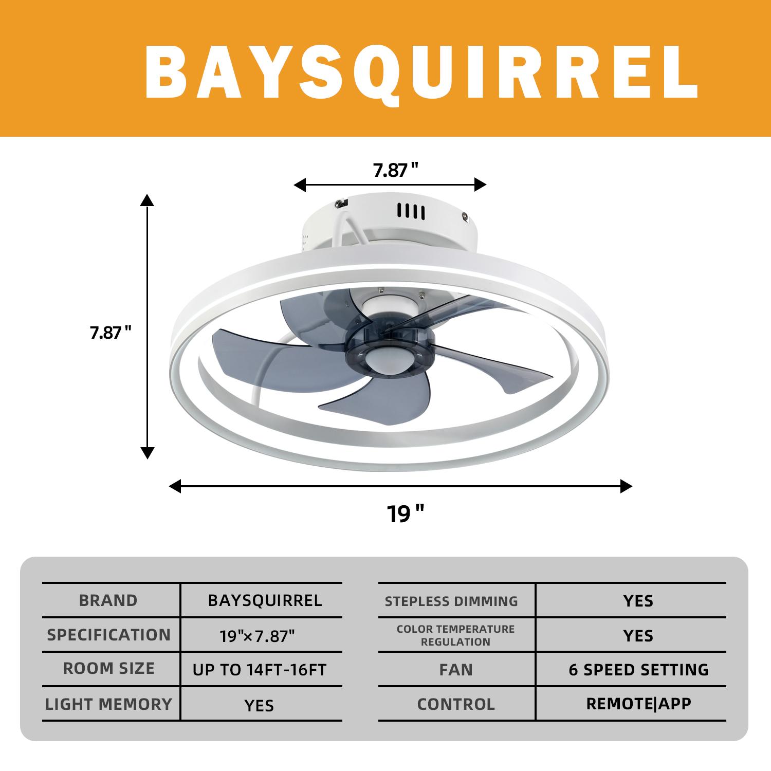 BaySquirrel Ceiling Fans with Lights, Flush Mount Modern Ceiling Fan and App & Remote Control, 19" LED Dimmable 6 Speeds Summer Gift Dealsforyoudays BaySquirrel Ceiling Fans with Lights, Flush Mount Modern Ceiling Fan and App & Remote Control, 19" LED Dimmable 6 Speeds Summer Gift Dealsforyoudays