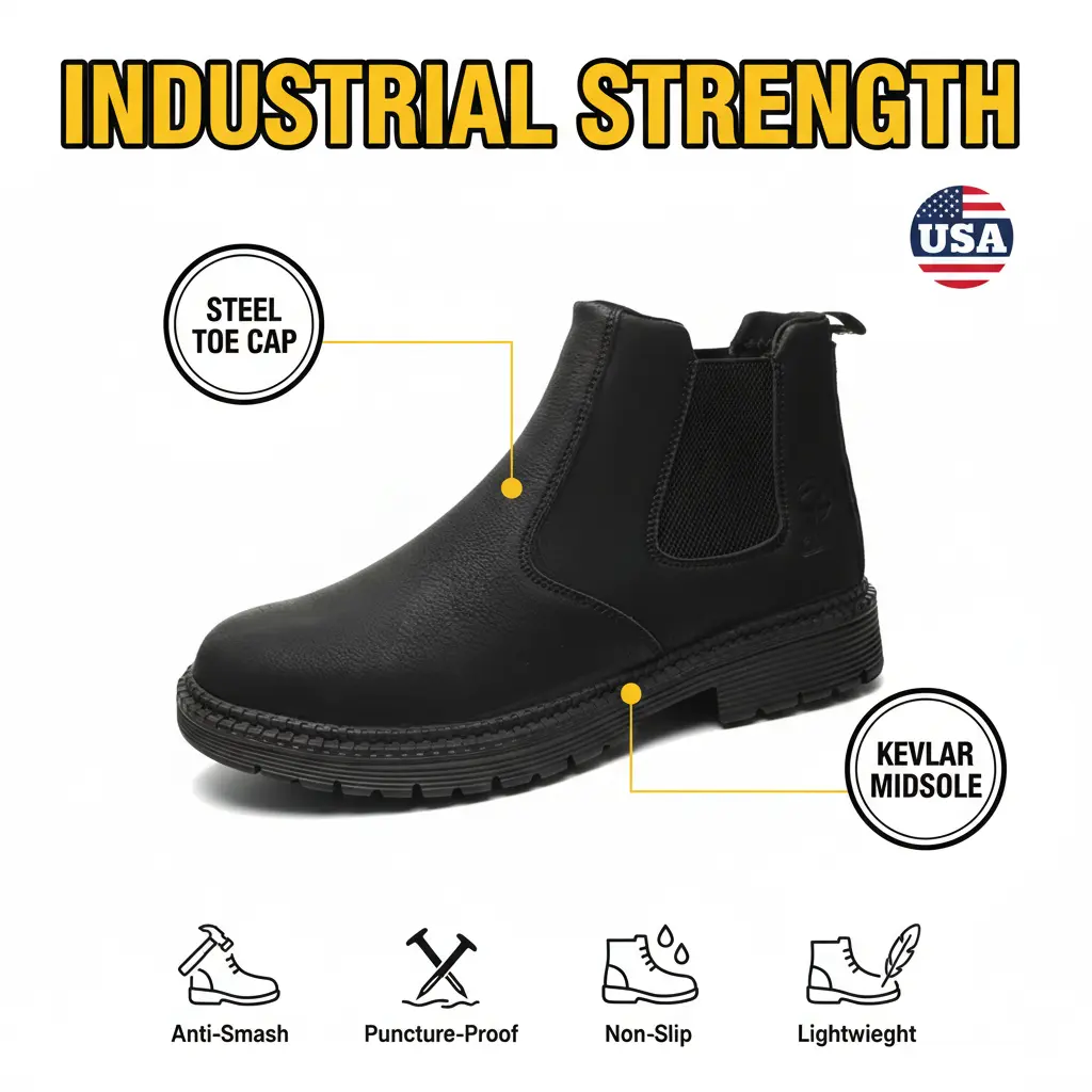 Metalwork Boots Splash-proof Smash-proof Puncture-proof Breathable Safety Shoes Unisex Chef Work Shoe Waterproof Anti-slip Durable Outdoor Comfortable Welding Men Women Industrial Footwear Oil Resistant Construction Sneakers Slip Resistant Workwear