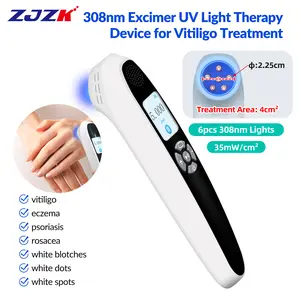 ZJZK 6 Diodes 308nm UVB Excimer Phototherapy Device, 35mW/cm² High Energy Density, Handheld Blue Light Skin Treatment, Targeted Therapy for Vitiligo, Psoriasis, Eczema, Atopic Dermatitis, Portable Home Use for Skin Disorders