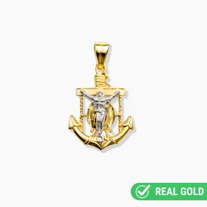 14K YELLOW GOLD BLESSED ANCHOR PENDANT