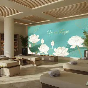 Lotus Flower Peel and Stick Wallpaper - Elegant Spa Wall Mural for Salons, Massage Rooms - Removable & Easy to Apply