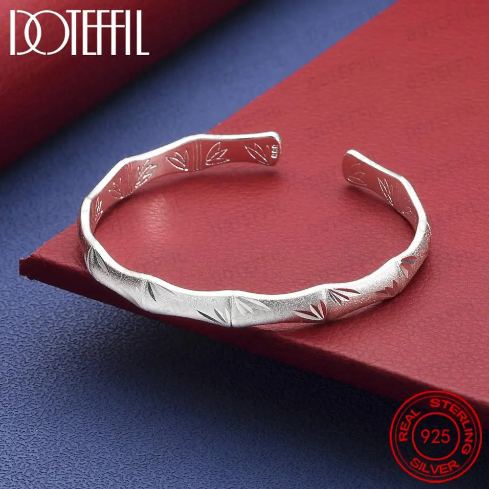 925 Sterling Silver Bamboo Bangle A Stylish Party Accessory for Women Jewelry