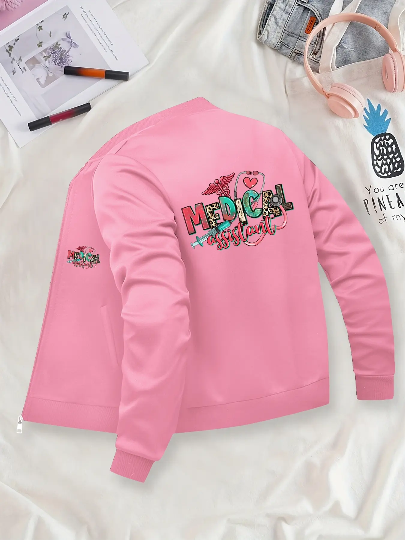 Medical Coat, Women's Fitted Outerwear Printed Jacket, Fashionable Women's Jacket, Suitable for Everyday, Casual and Formal Occasions, Durable and Multi-functional Design