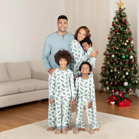 Women's Family Matching Christmas Clothes - 2pc Longsleeve Top & Bottom Light Style Set, Soft Cotton-Polyester Blend Adult-Kid Loungewear, Perfect Party Gift