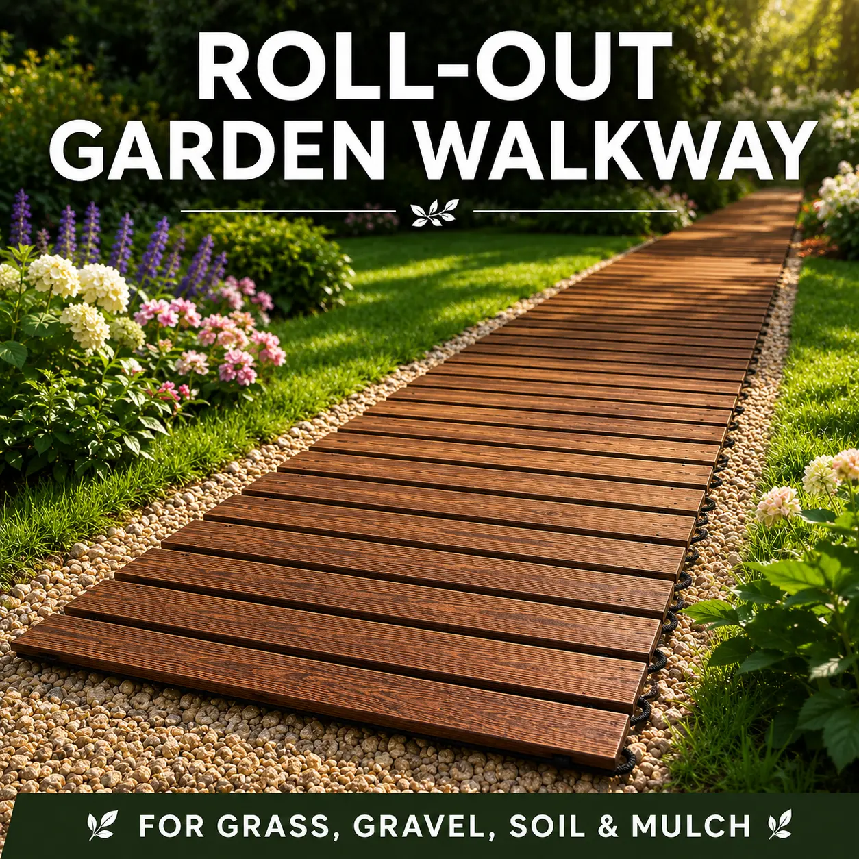 Portable Wooden Roll-Up Pathway - Outdoor Natural Walking Path for Backyard, Patio Edges, Wedding Use, Enhances Outdoor Spaces' Appearance, Upgrades Layouts, Keeps Areas Cleaner
