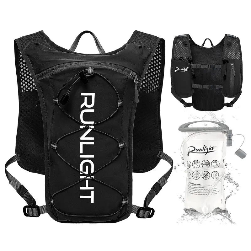 Men Women Running Vest Lightweight Moisture-Wicking Backpack with 1.5L Water Bladder Bag, Ideal for Hiking, Off-Road, Skiing, Camping, Cycling