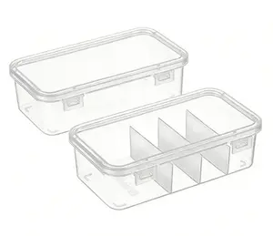 1 Pack Clear Cable Organizer Box with Lid, Plastic Charger Cable Cord Storage Organizer, Office Desk Organizers, Multifunctional Accessories Storage for Home Drawer Office, Stackable