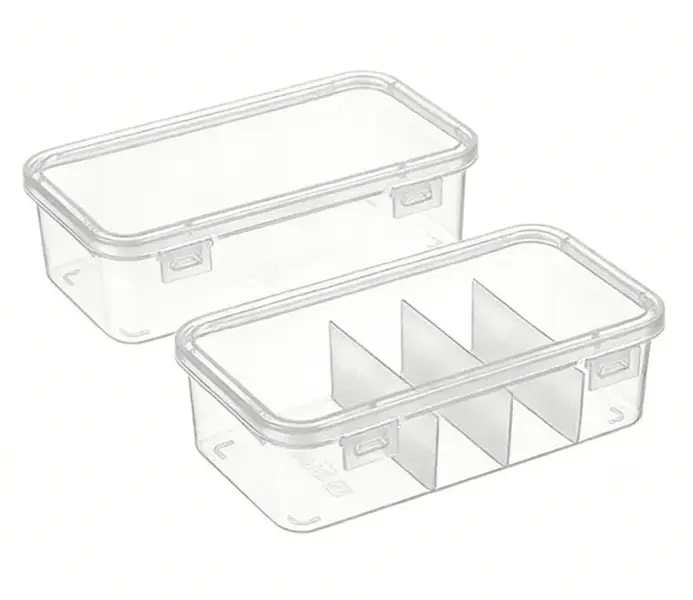 1 Pack Clear Cable Organizer Box with Lid, Plastic Charger Cable Cord Storage Organizer, Office Desk Organizers, Multifunctional Accessories Storage for Home Drawer Office, Stackable