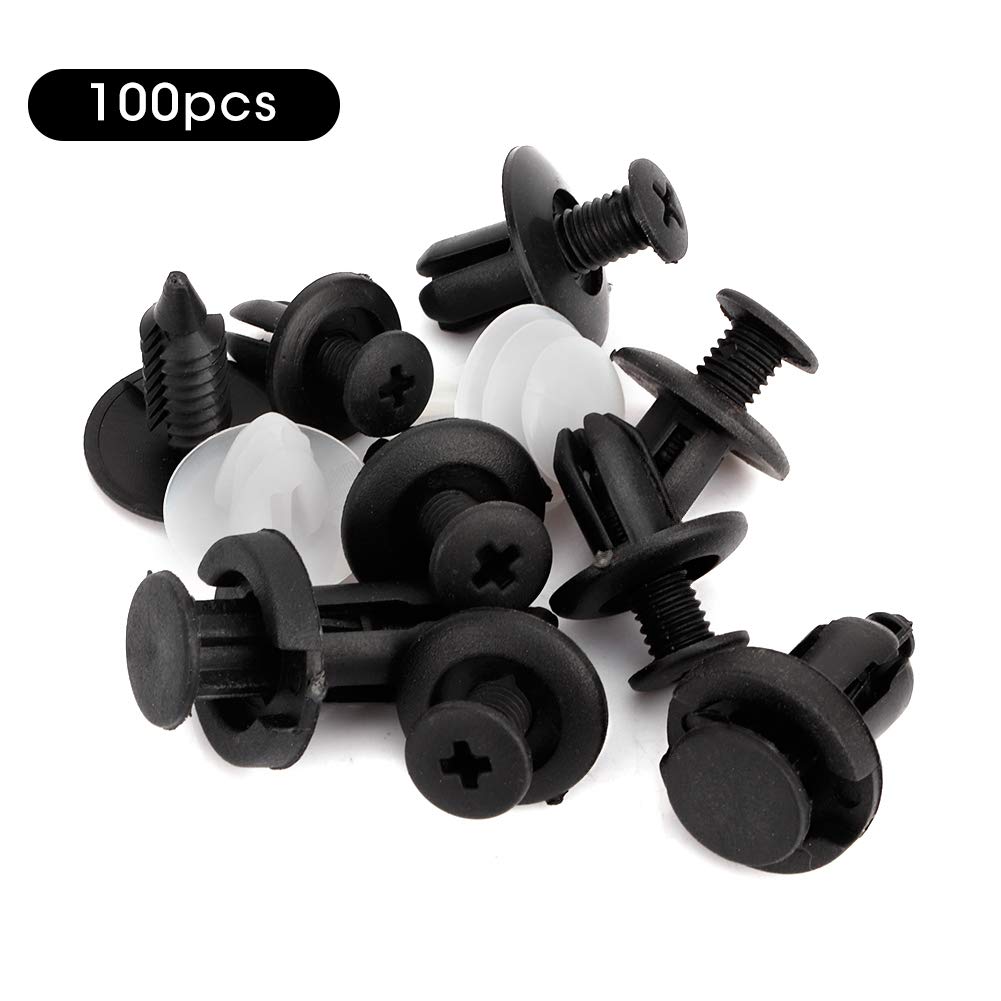 HE26 100-pcs universal expansion bolt clamp set, suitable for car mudguards, fenders, and door panel clamps. (C05 C20 C32 B01 D02 A16 Automotive Parts)