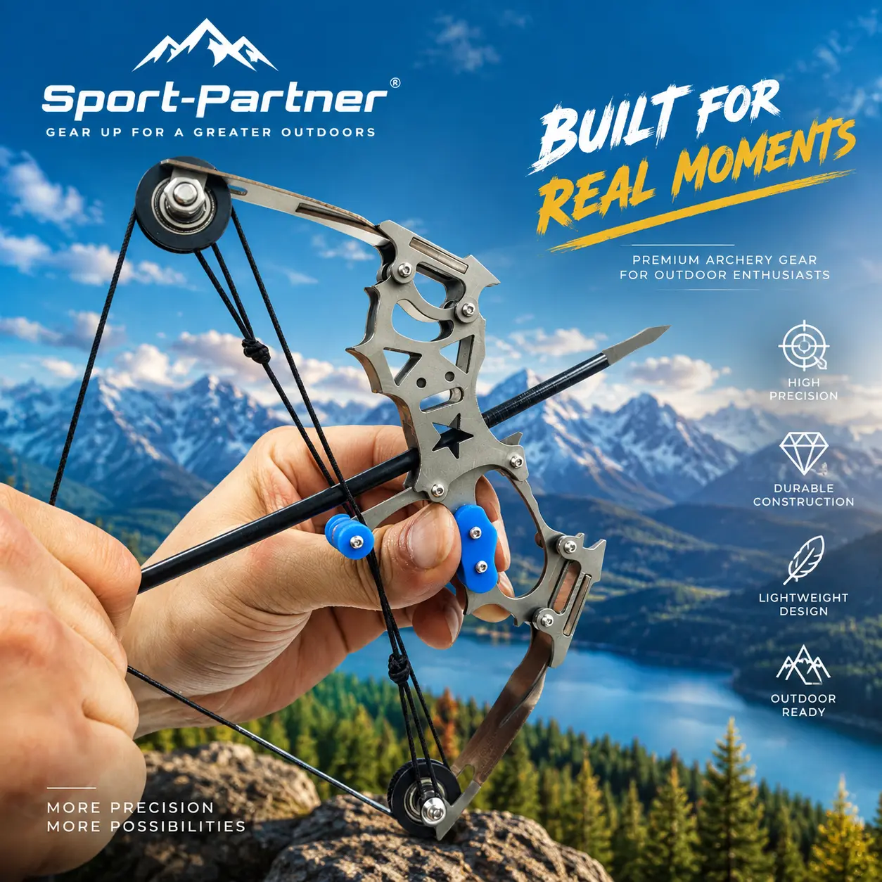 7.5 in Pocket-Size Stainless Steel Compound Bow - Lightweight, Durable Archery Gear with Handheld Grip, 2 Months Support, Teen Boy Gift for Competitive Entertainment & Outdoor Events