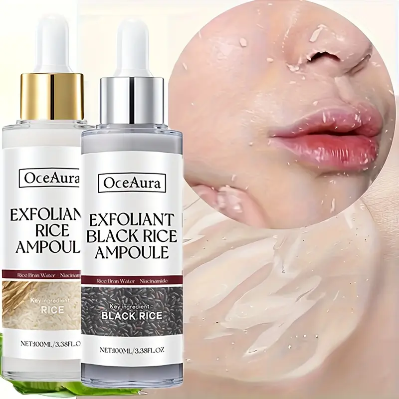 Rice exfoliating ampoule series, Exfoliant Rice Ampoule, Clear skin duo, white rice moisturizing, black rice essence, nourishing, facial pore dredging, brighter clearer, pore cleaning, daily skin care, Firming Deep Hydration, Facial Serums Set