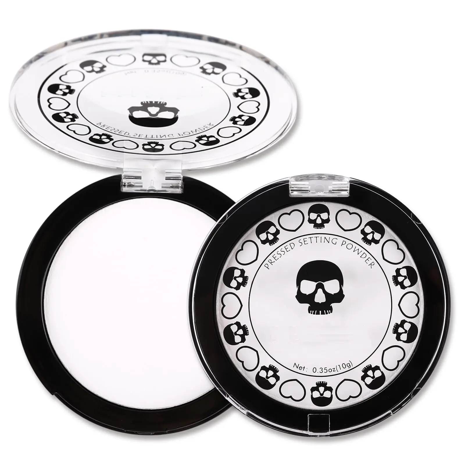 White Pressed Setting Powder for Special Effects & Halloween Makeup, Translucent Matte Finishing Powder, Baking White Face Powder for Long Lasting Coverage, Portable Compact