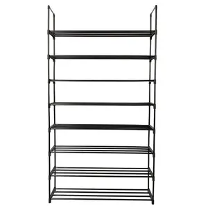 66.54 H 40-Pair 1-Tier Black Iron Shoe Rack
