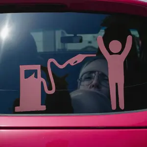 Car Window Decal, Family Stick Figure Design, Pink Vinyl, Self-Adhesive 4*5 or Customized