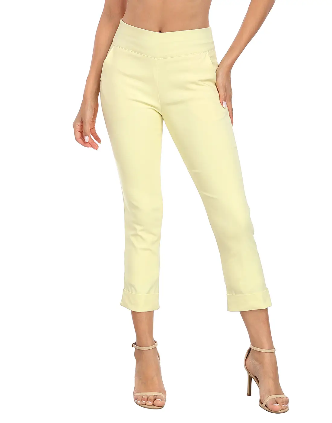 HDE Pull On Capri Pants for Women with Pockets Casual Comfort Dress Fabric Trouser Womenswear business casual women Bottoms Basic Minimalist