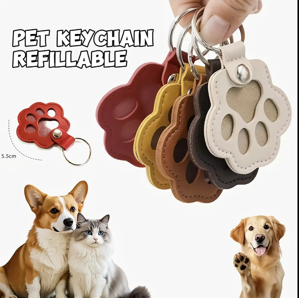 Pet commemorative keychain storage for dogs, cats, fur, dog claws, pendants, pet hair storage