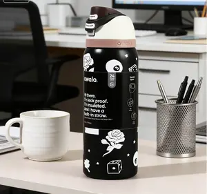 Owala FreeSip Insulated Stainless Steel Water Bottle 32oz Dice & Roses Limited Edition Leak-Proof with Built-in Straw Reusable Flask Drinkware Tumbler Bottled for Office & Outdoor Use - Portable, Mug