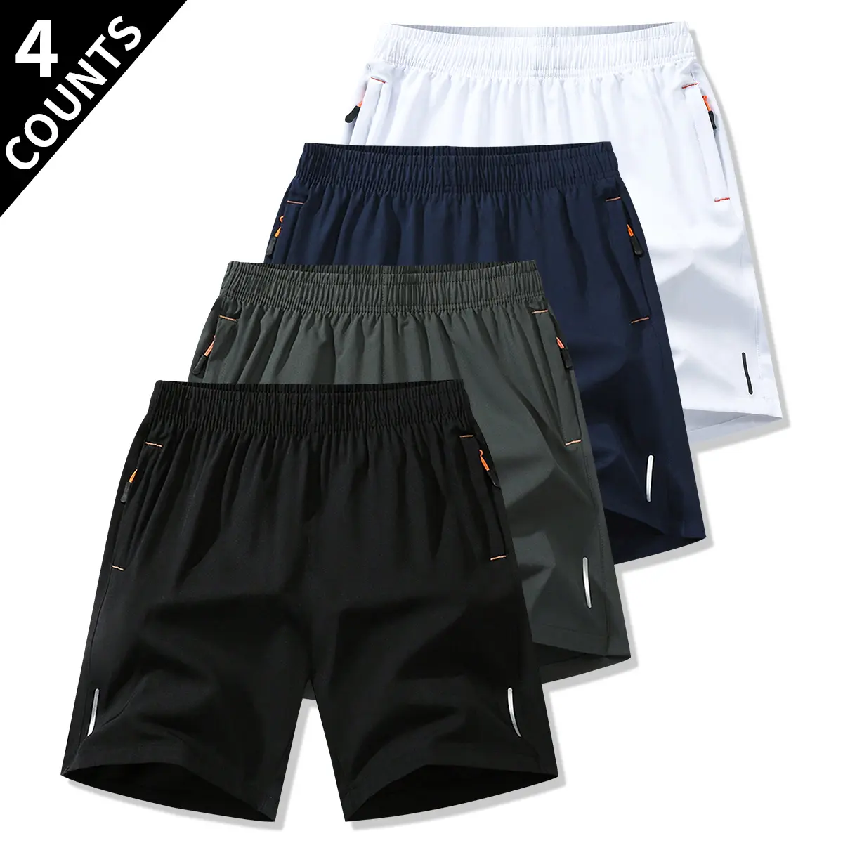 4Pcs-Black + Gray + Navy Blue + White