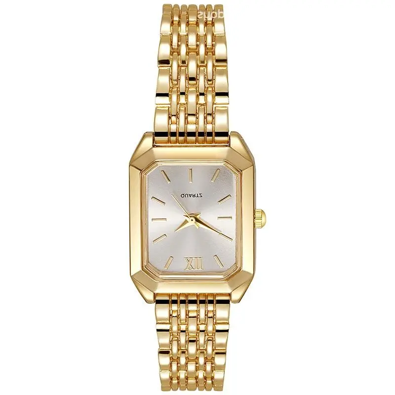 Women's Customizable Luxury Quartz Watch - Simple Scale Square Dial, Gold-Plated Quality, Business & Gift Option with Box, Fashion Watches & Accessories for Women