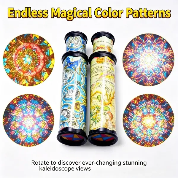 Retro retractable kaleidoscope, kaleidoscope puzzle sensory toy, multifunctional pattern mini desktop toy, children's puzzle toy, party event supplies.