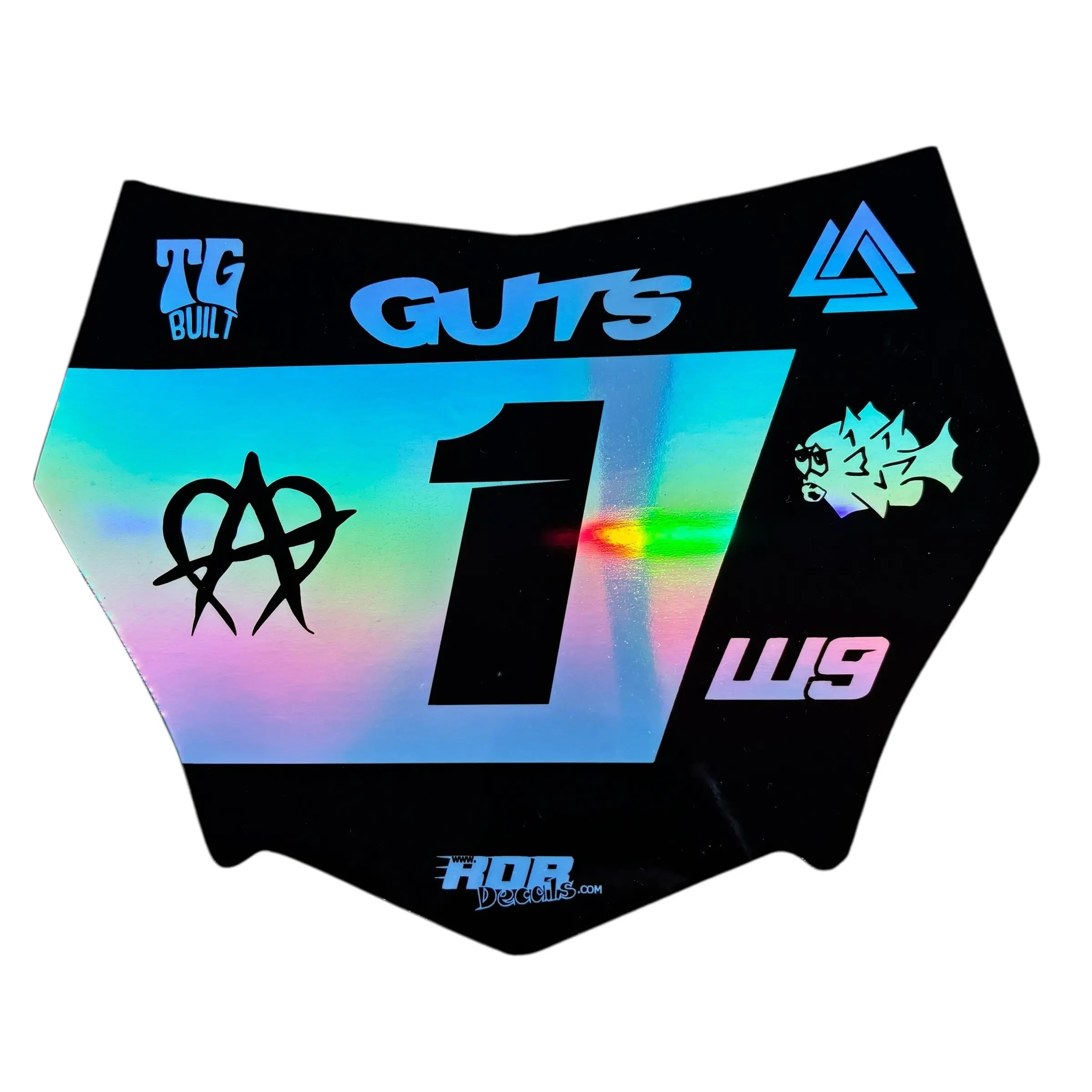 MotoCutz Plate Decal — 7 Logo — Holographic Chrome