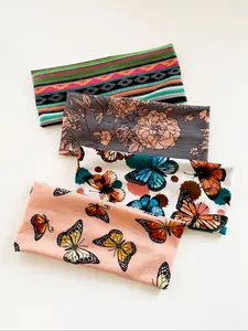 Boho Style Hair Band, Ethnic Pattern & Leopard & Floral & Butterfly Print Hair Band, Fashion Hair Accessories for Women & Girls